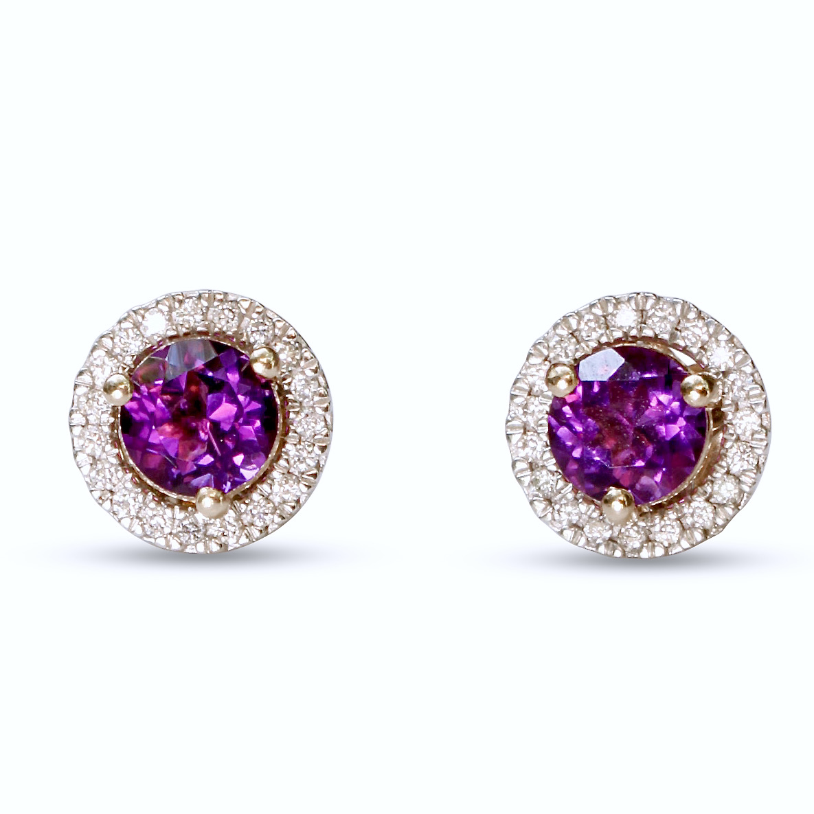 Amethyst Halo Stud Earrings Nicole Winkler Jewellery