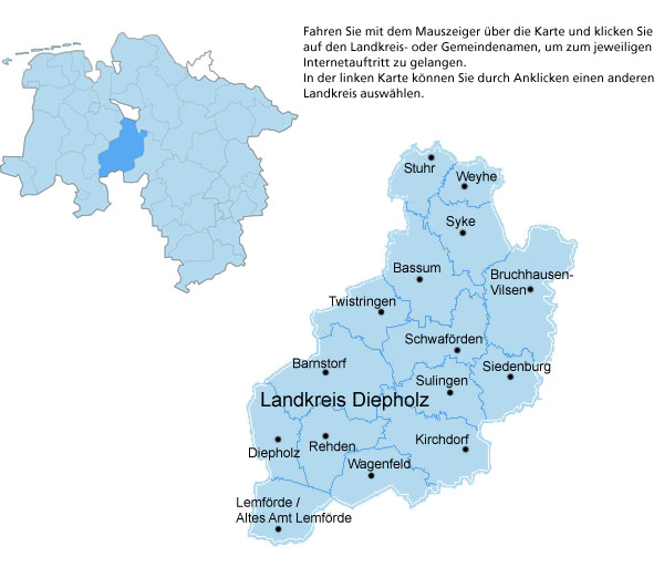 Landkarte Landkreis Diepholz Landkreis Diepholz Portal Niedersachsen