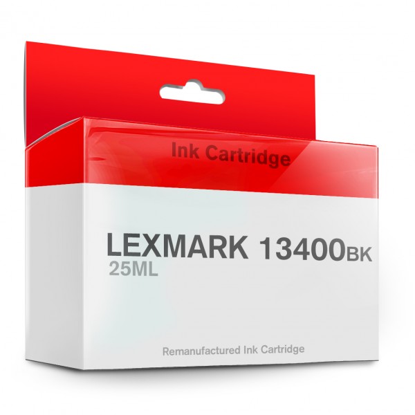 Ink Cartridge, Refilled, Replaces Lexmark 13400BK (13400HCE), 25 ml, Black