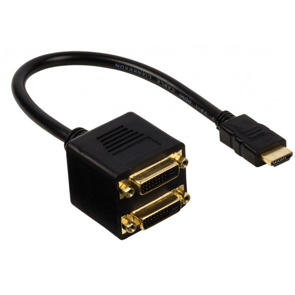 HDMI DVI splitter cable HDMI Connector 2x DVID 24+1pin male 0.20
