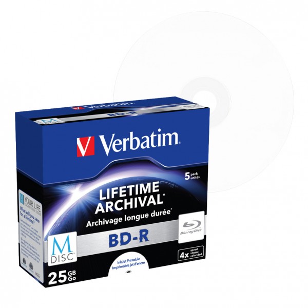 Verbatim MDISC Bluray BD R 25 Go / 135 min, 4x, Imprimable, 5 piÃ¨ce