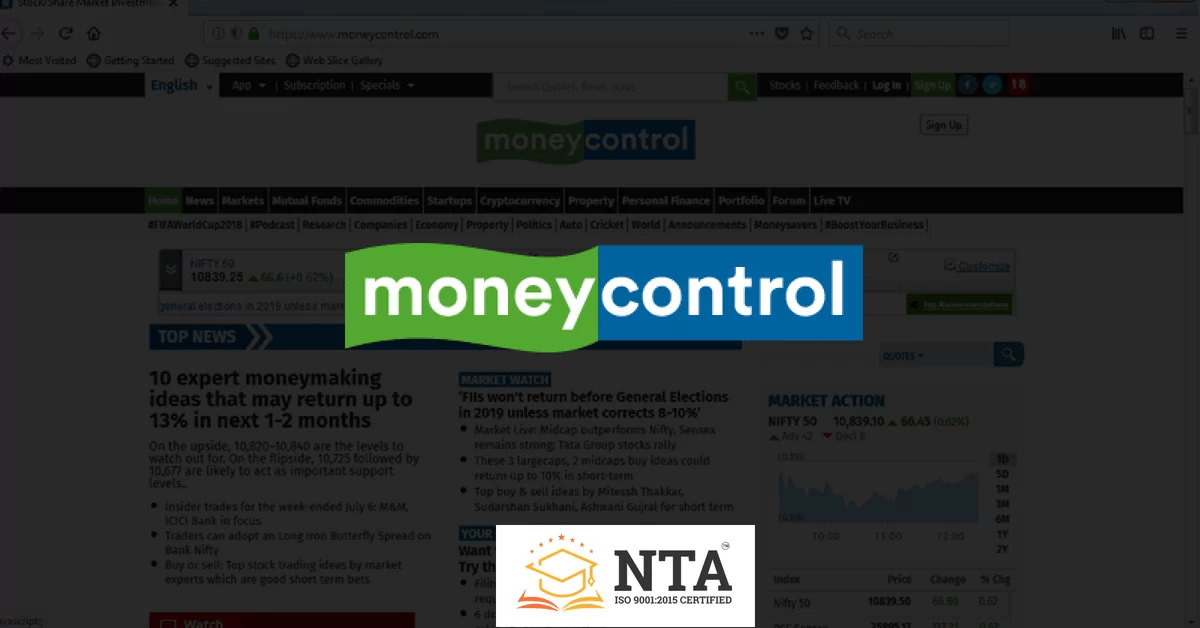 Moneycontrol About site, Share Price, Login, Features NTA™?