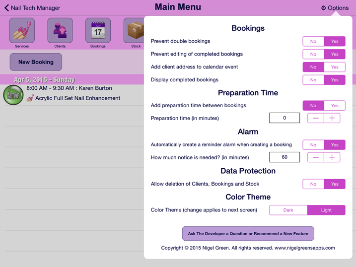 Nail Tech Manager allows you to manage all of your clients and bookings