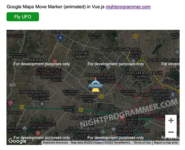 How to move a Google Maps marker (smoothly) in JavaScript / Vue.js?