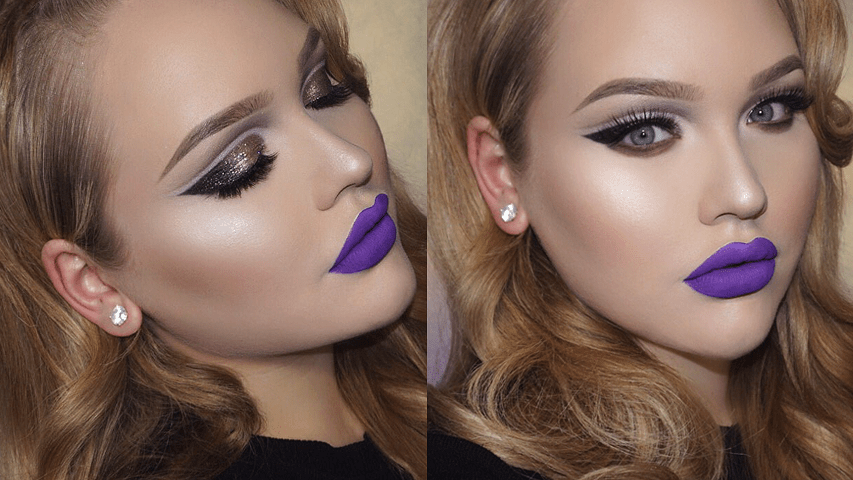 Glittery Double Cut Crease & Purple Lips Holiday Makeup NikkieTutorials