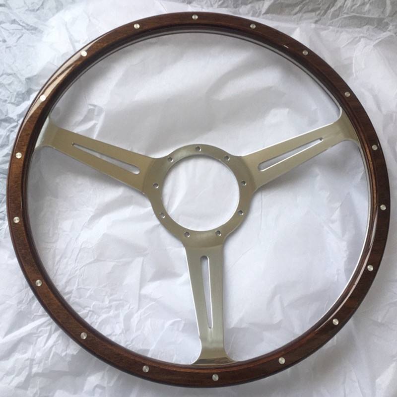 380mm Wood rim Timber steering wheel with Billet Aluminium Spoke for