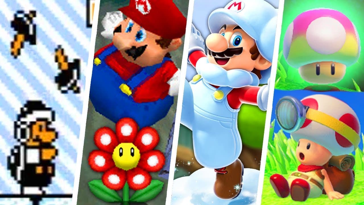 Este vídeo te mostrará la evolución de los powerups de Super Mario