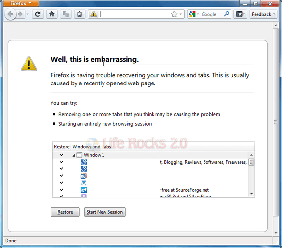 How to Get Session Restore Page in Firefox 4