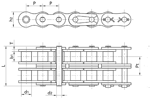 402 Roller Chain Duplex Chain 1/2'' Pitch 10ft Roll