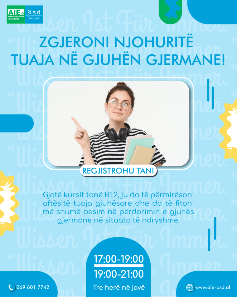 Tirane, kurse gjuhe gjermanisht Kurs i ri në gjuhën gjermane B1.2