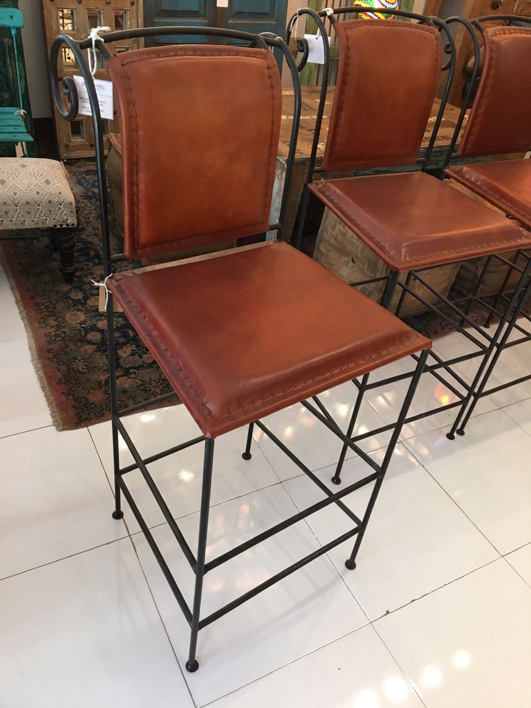 Camel Leather Bar Stool NK Bantawai Chiang Mai