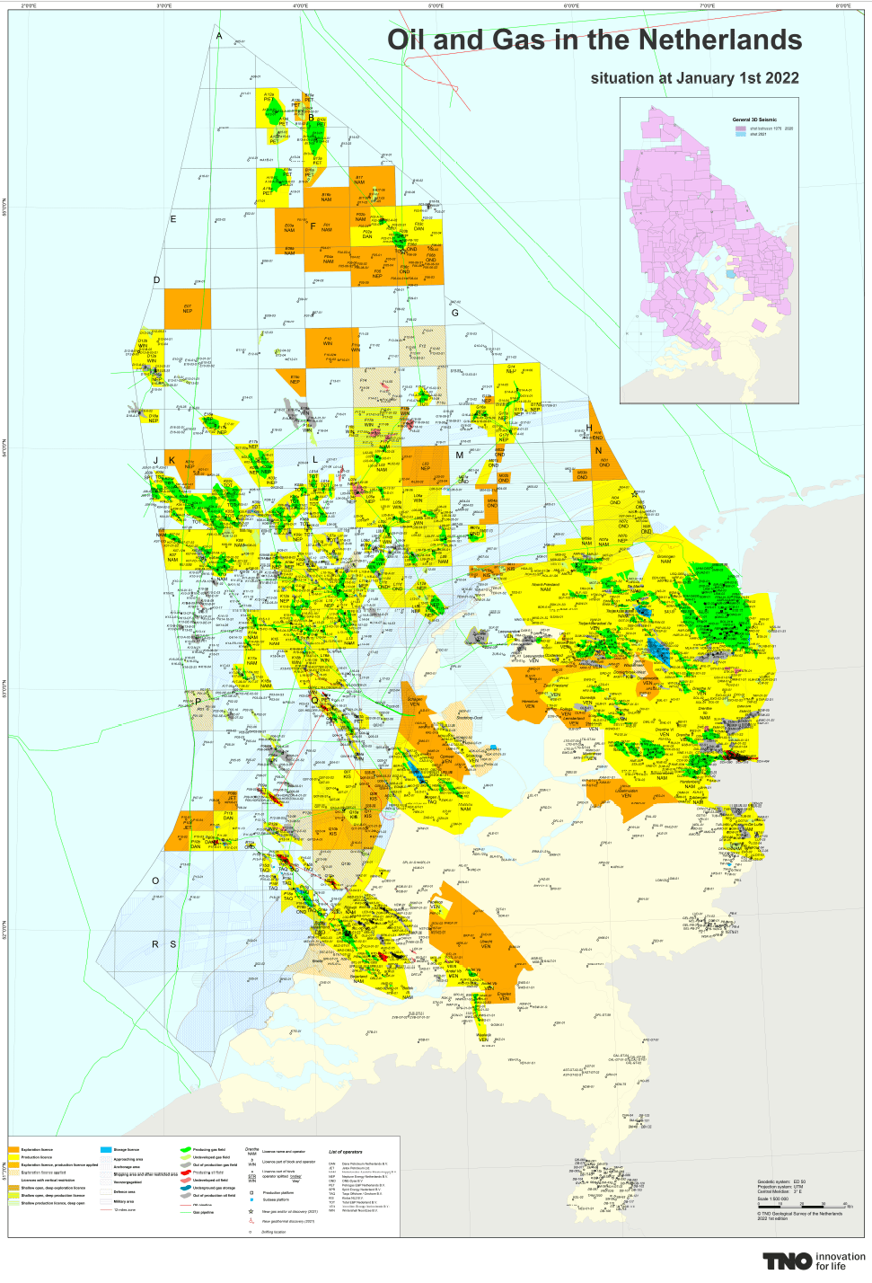 Oil and gas maps of the Netherlands NLOG