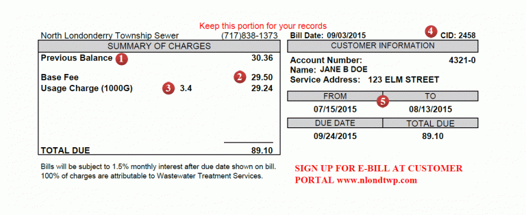 Sewer Billing North Londonderry Township sewer bill