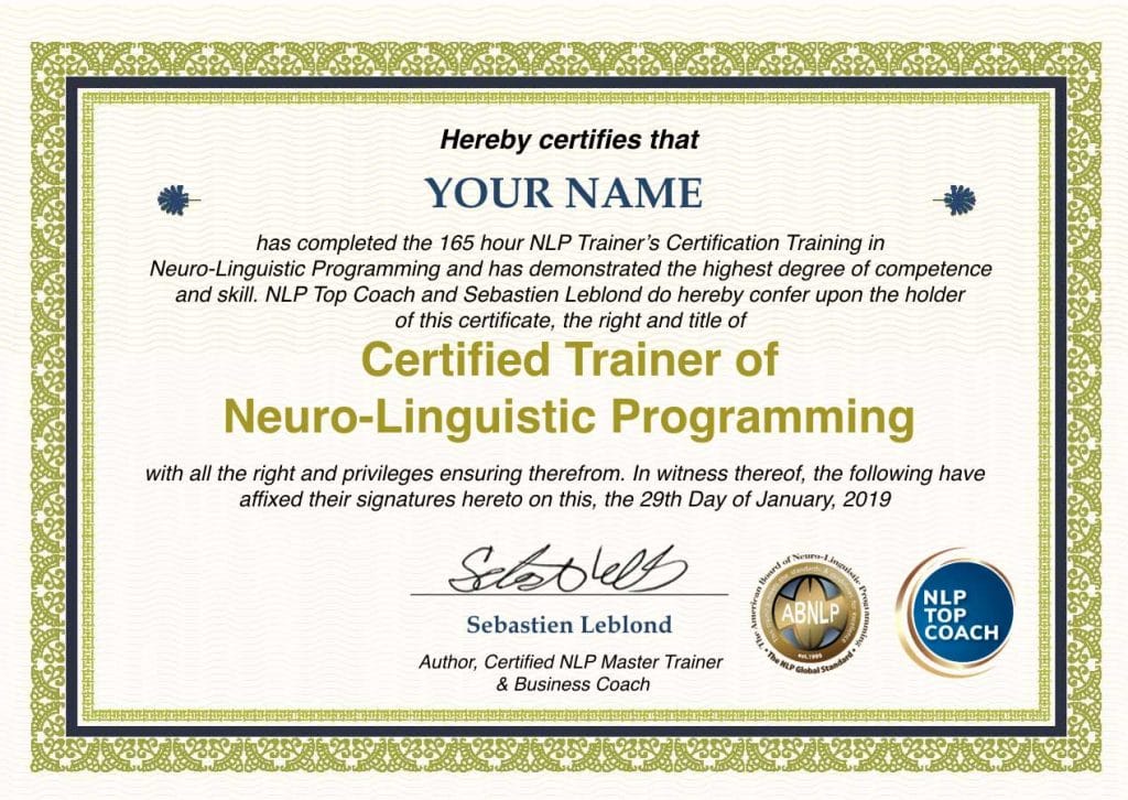 NLP Train the Trainer Certification NLP Top Coach
