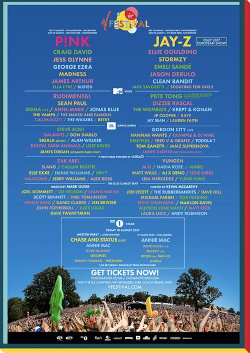 Every V Festival poster and lineup since 1996