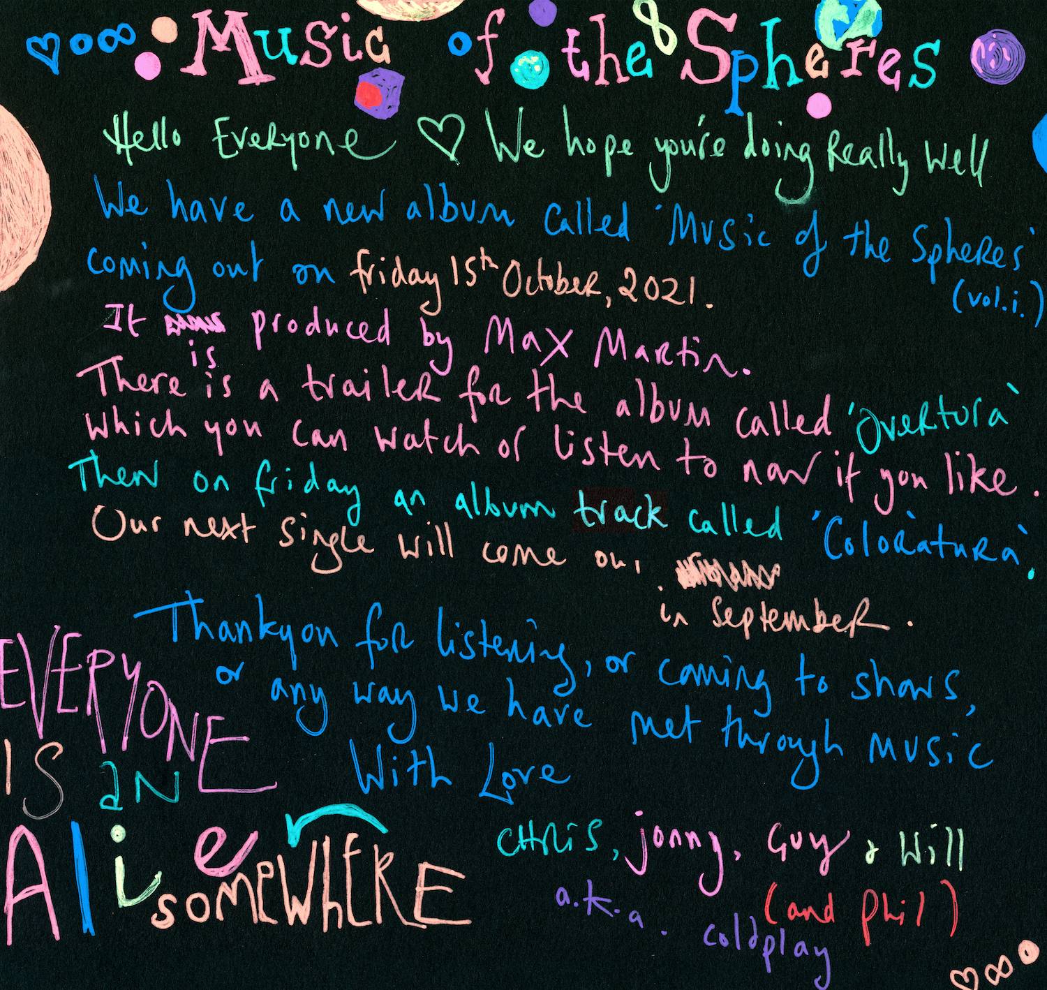 Coldplay announce ninth album ‘Music Of The Spheres’ Cute Hairstyles