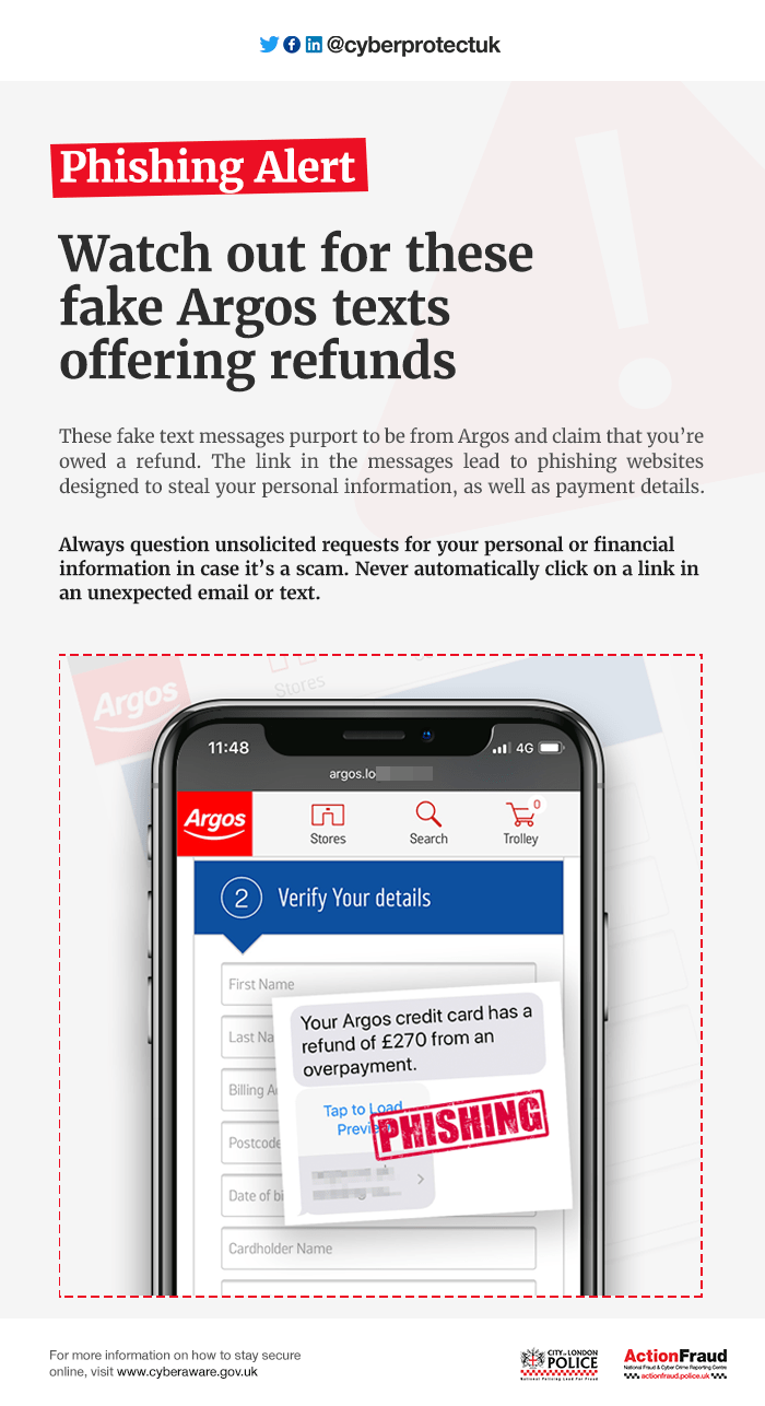 Hull Watch out for these fake Argos texts offering refunds