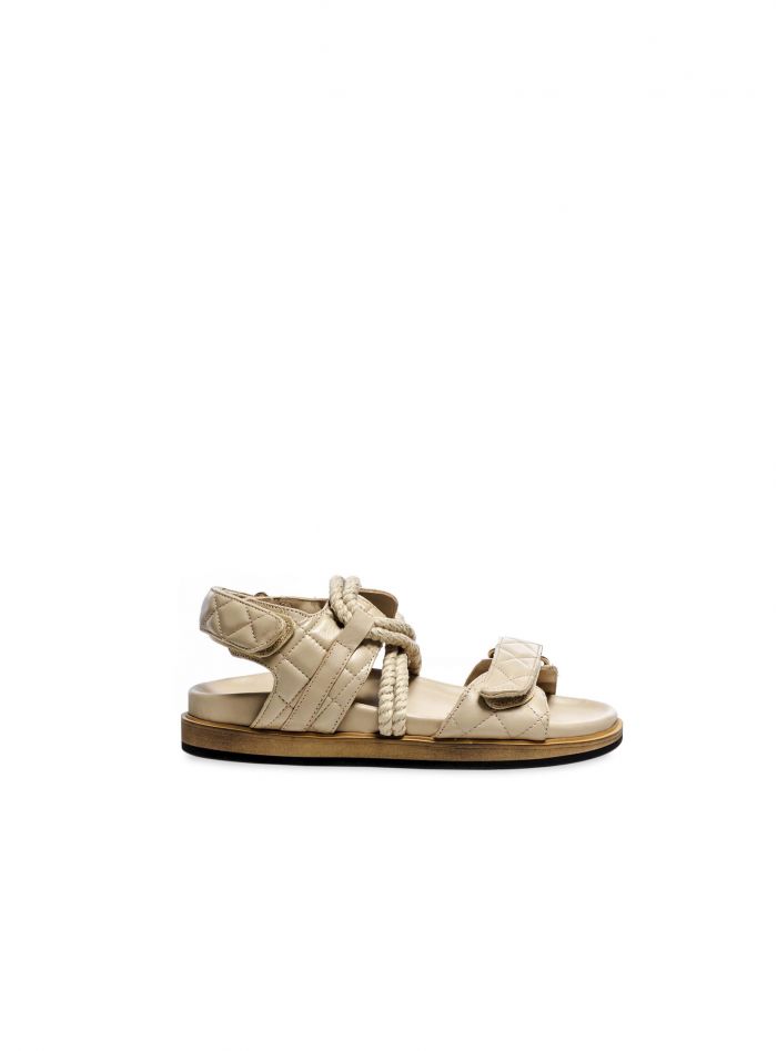 ALOHAS SANDAL HOOK LOOP BRAIDED STONE BEIGE