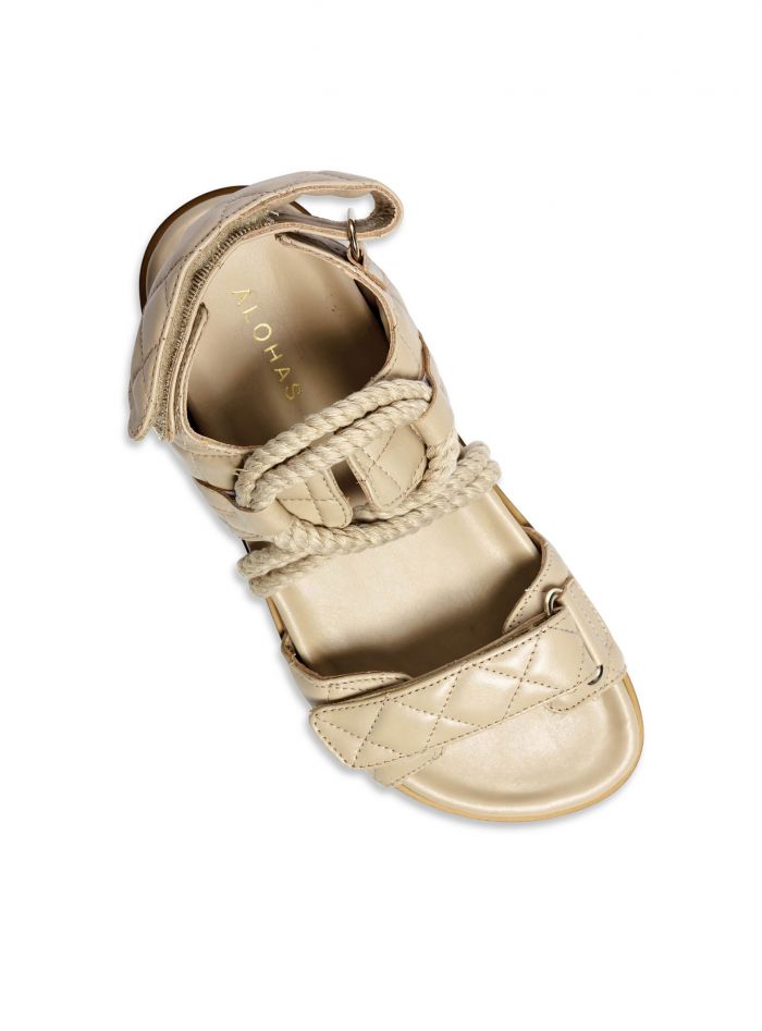 ALOHAS SANDAL HOOK LOOP BRAIDED STONE BEIGE