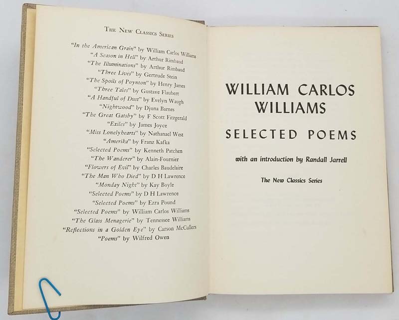Selected Poems William Carlos Williams 1949 1st Edition Rare
