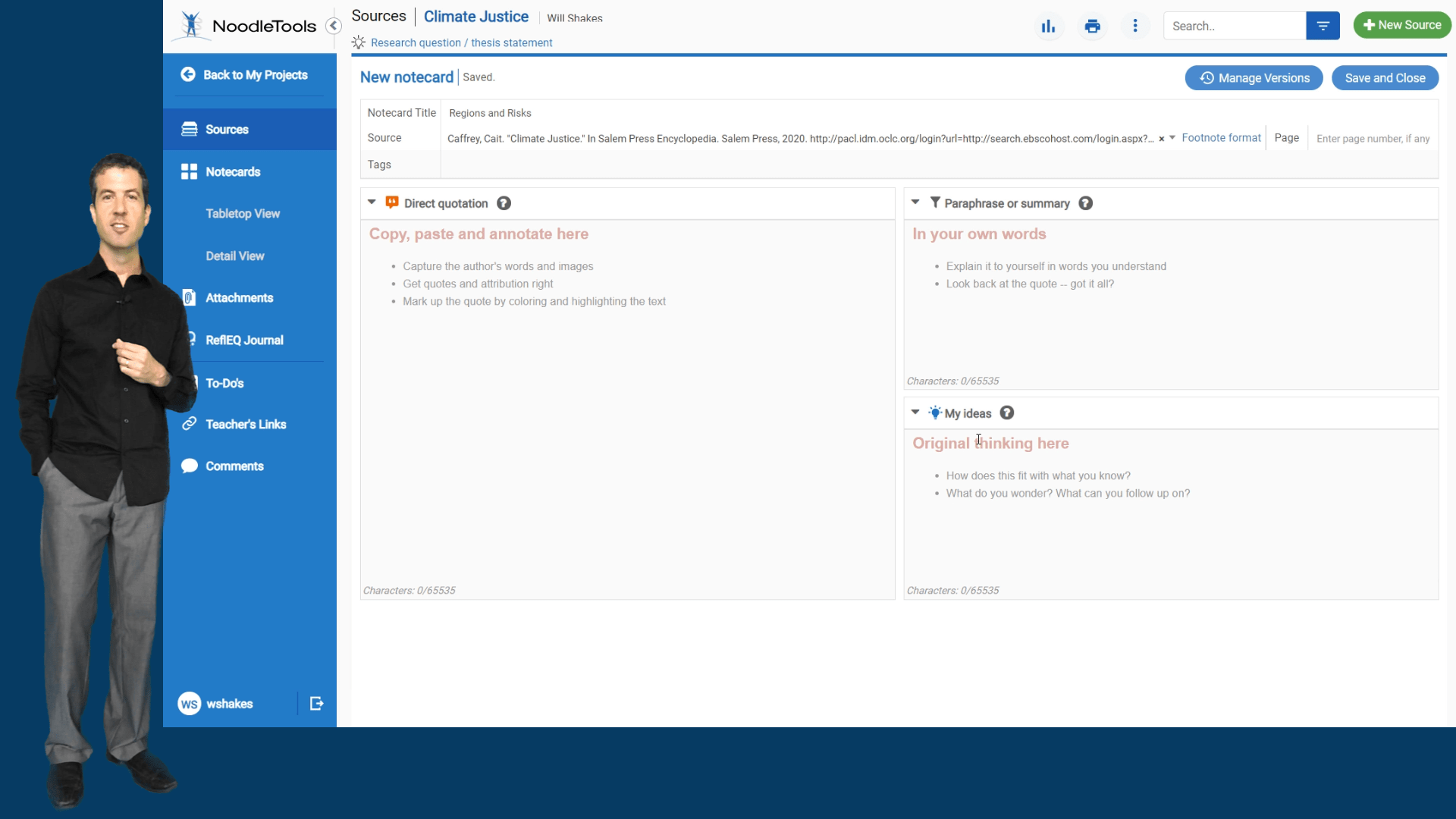 NoodleTools Tutorials Notecards