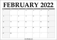 Monthly Printable Calendar February 2022 Calendar Example And Ideas