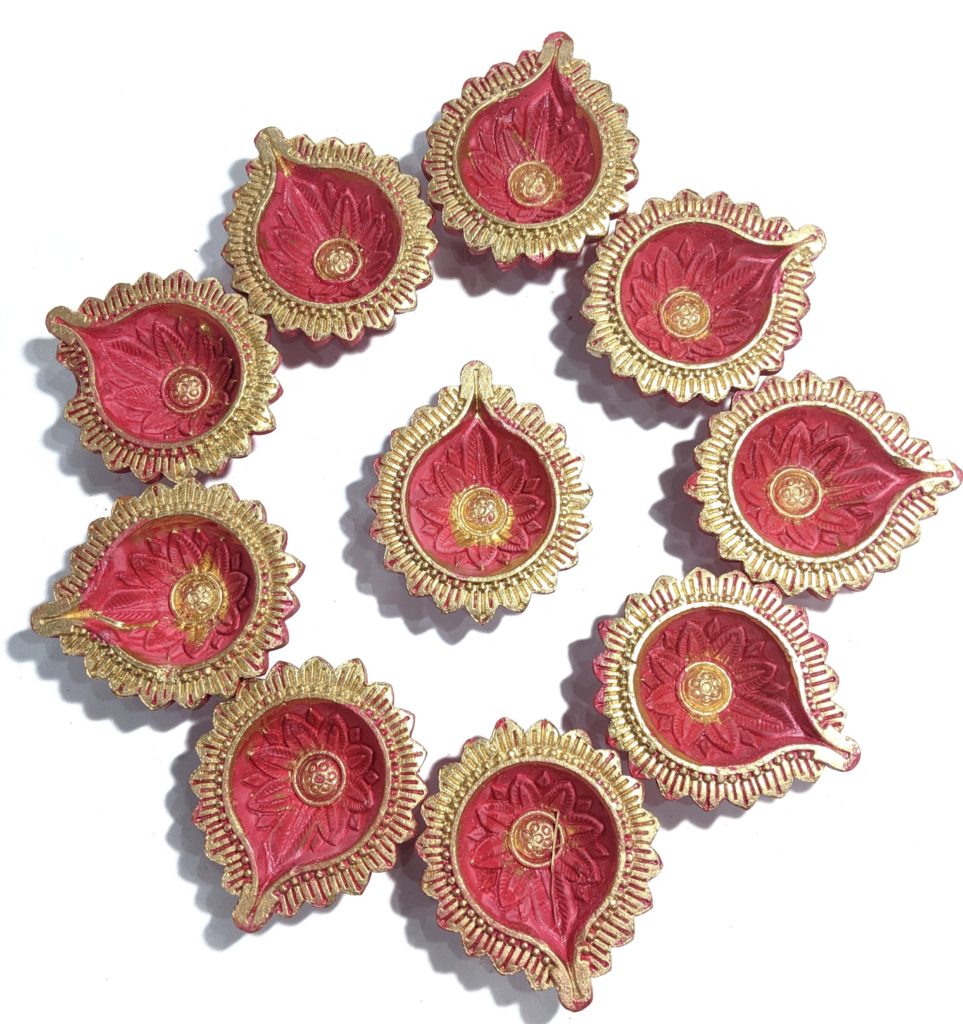 Fancy Clay Diyas for Diwali Set of Six No Plastic Shop
