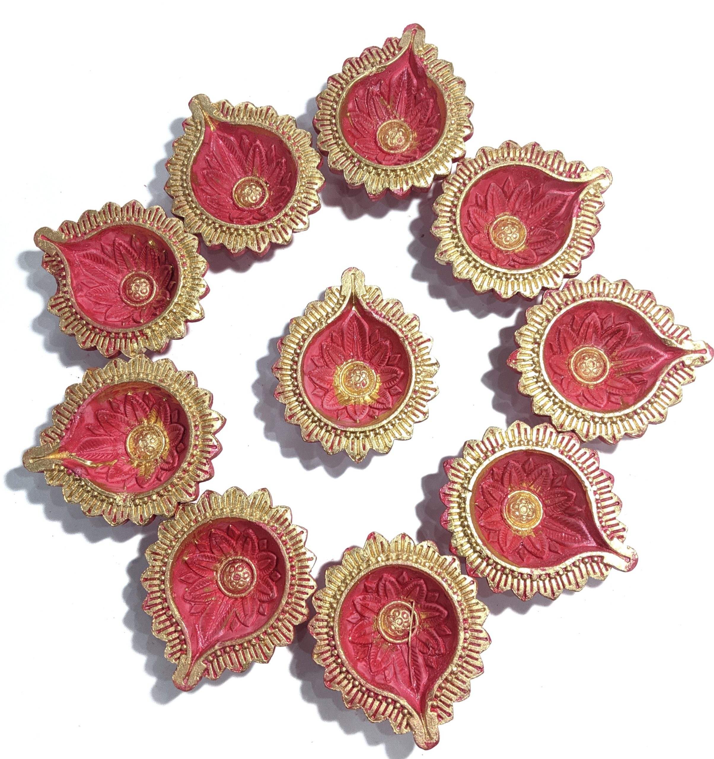 Fancy Clay Diyas for Diwali Set of Six No Plastic Shop