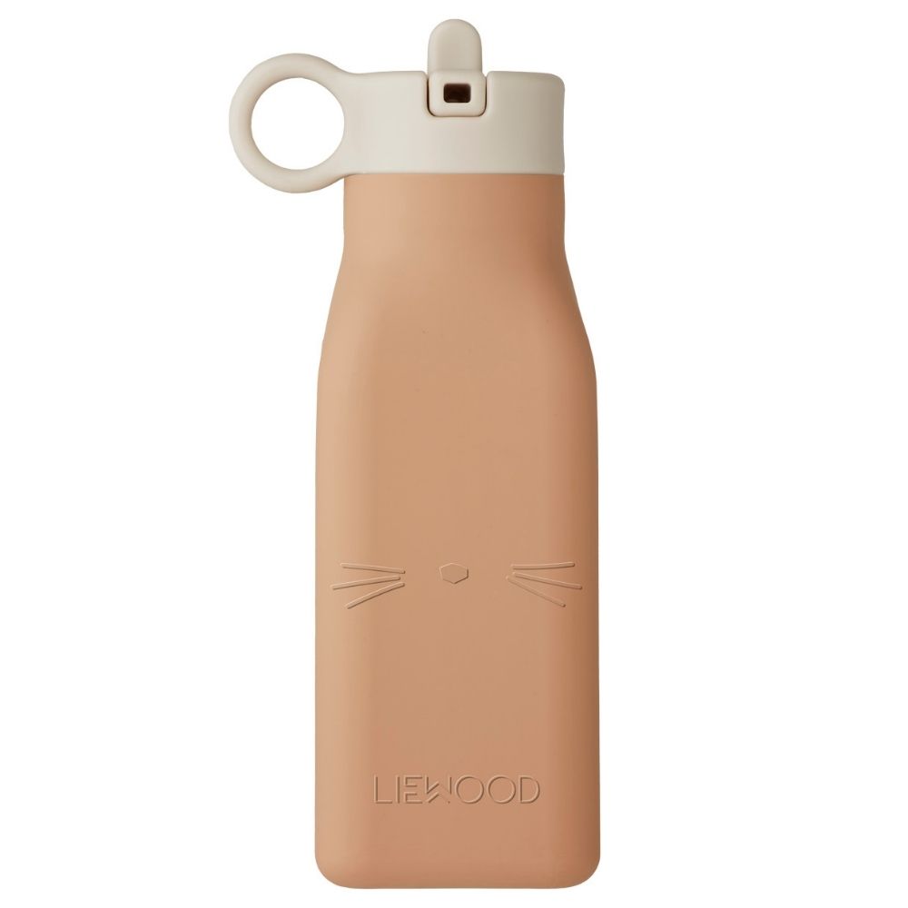 Kids Water Bottle with 2 Different Lids Tuscany Rose Cat Nordlife