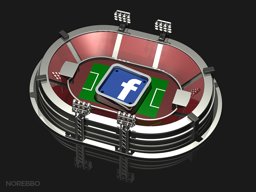 Facebook logos and Like buttons in stadiums Norebbo