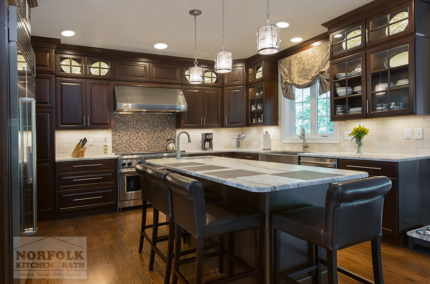 New cherry kitchen remodel with coffee finish