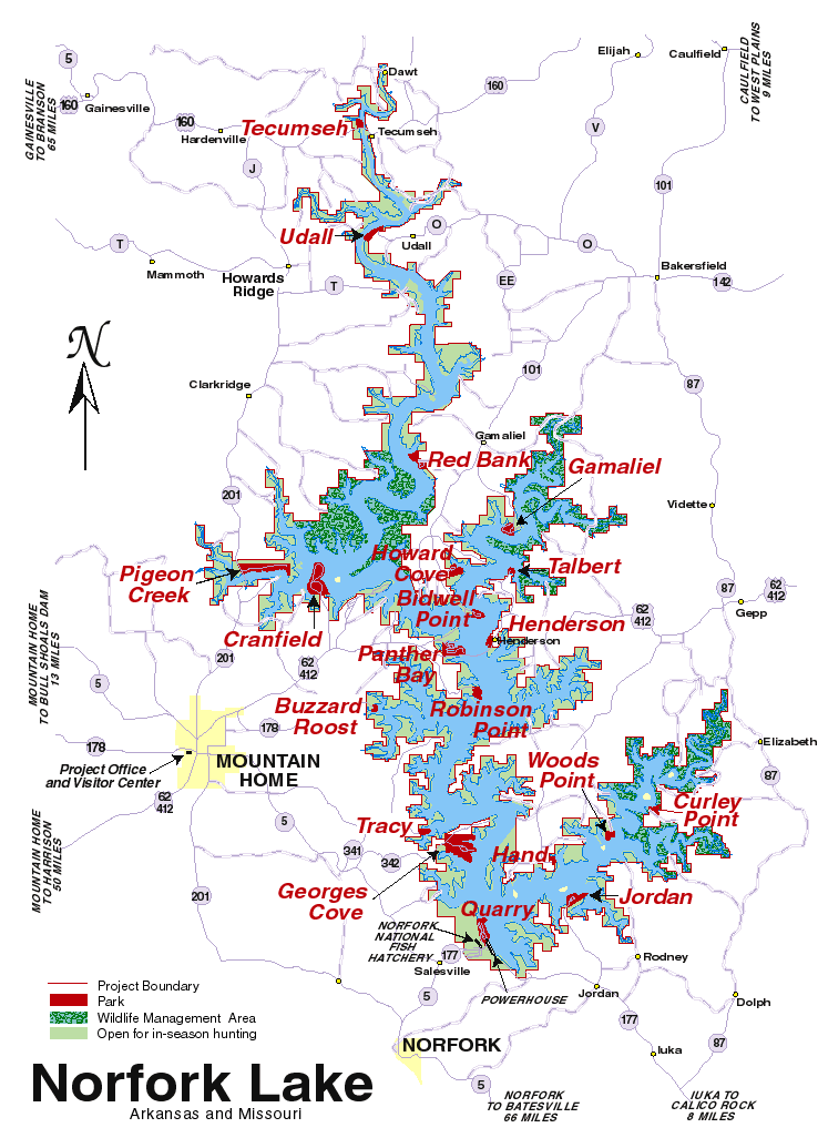Lake Norfork Map near Mountain Home Arkansas