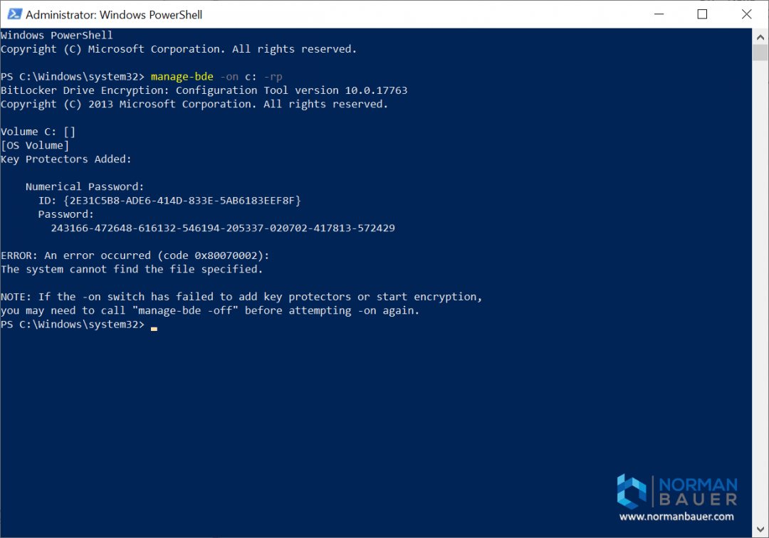 The system cannot find the file specified error while enabling