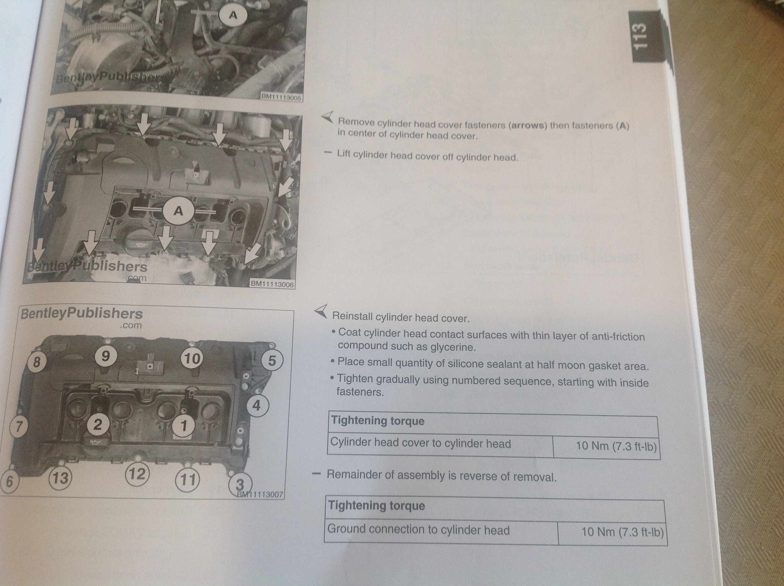 Torque spec for upper timing chain guide and valve cover? North