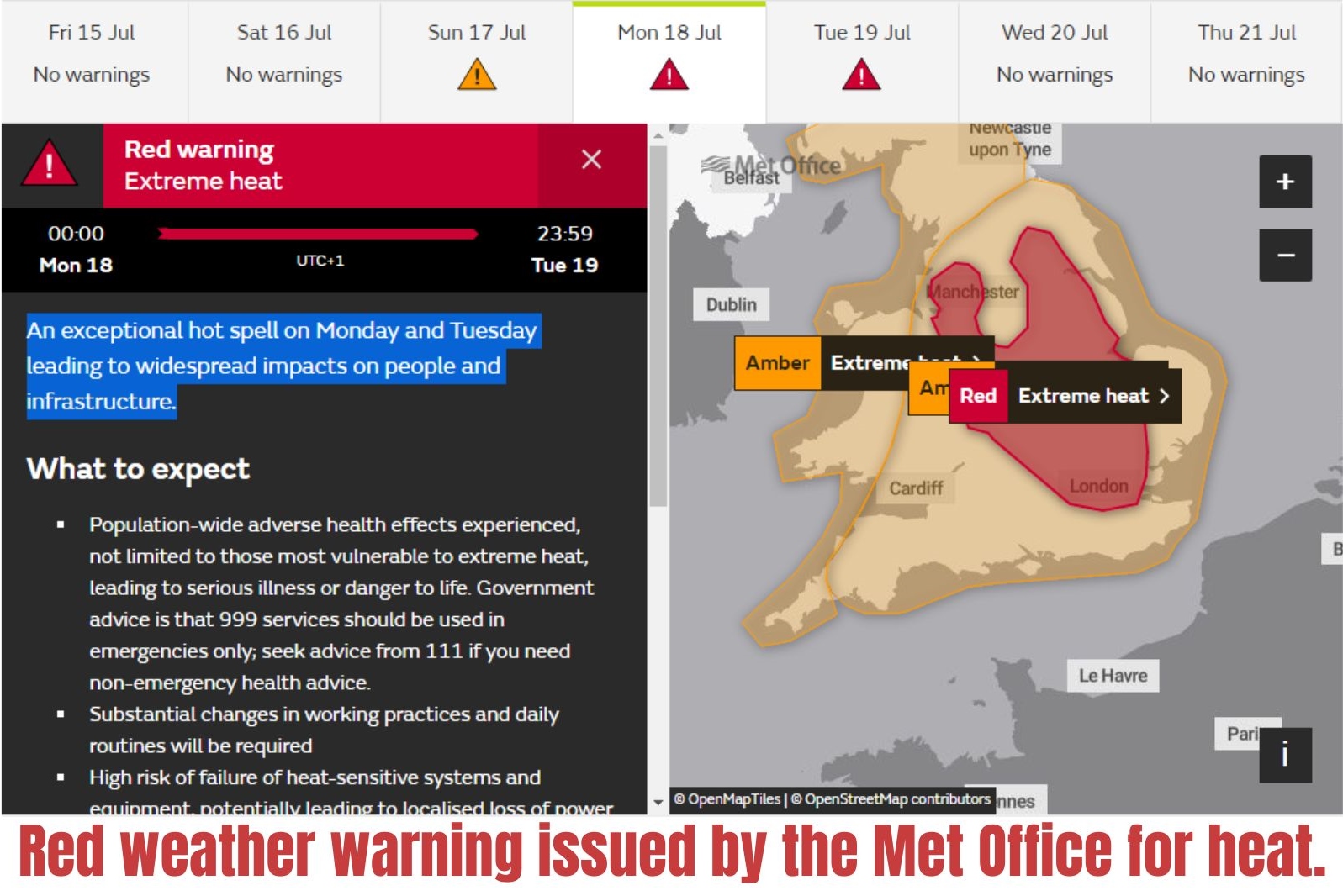 RedweatherwarningissuedbytheMetOfficeforheat. North Coast