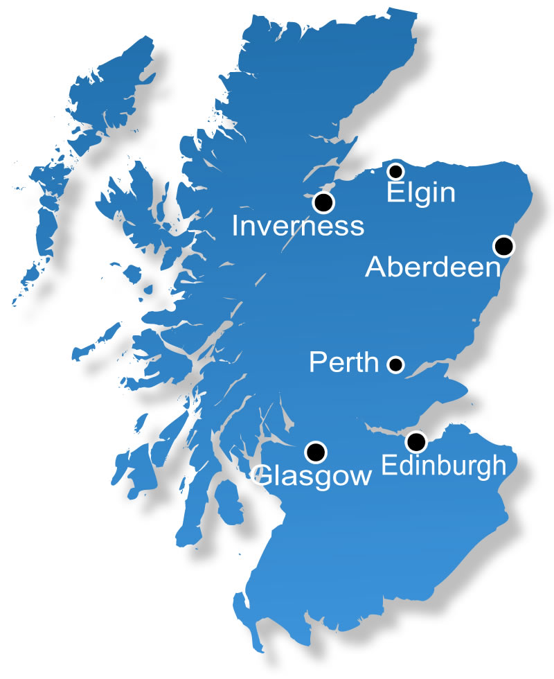 Simple Map Of Scotland Accident replacement taxis, Inverness and north Scotland