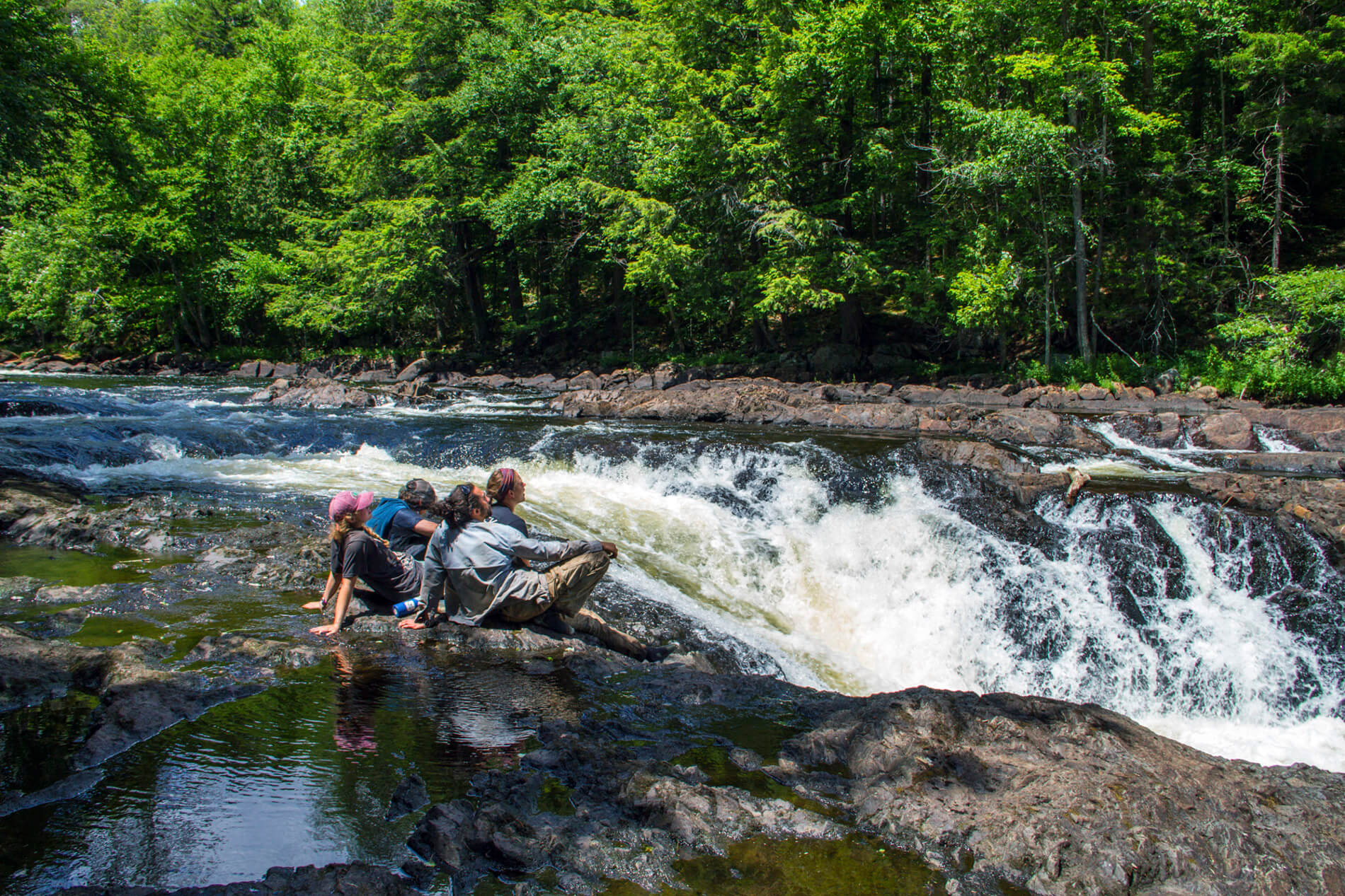 A waterway work trip at Raquette Falls Northern Forest Canoe Trail