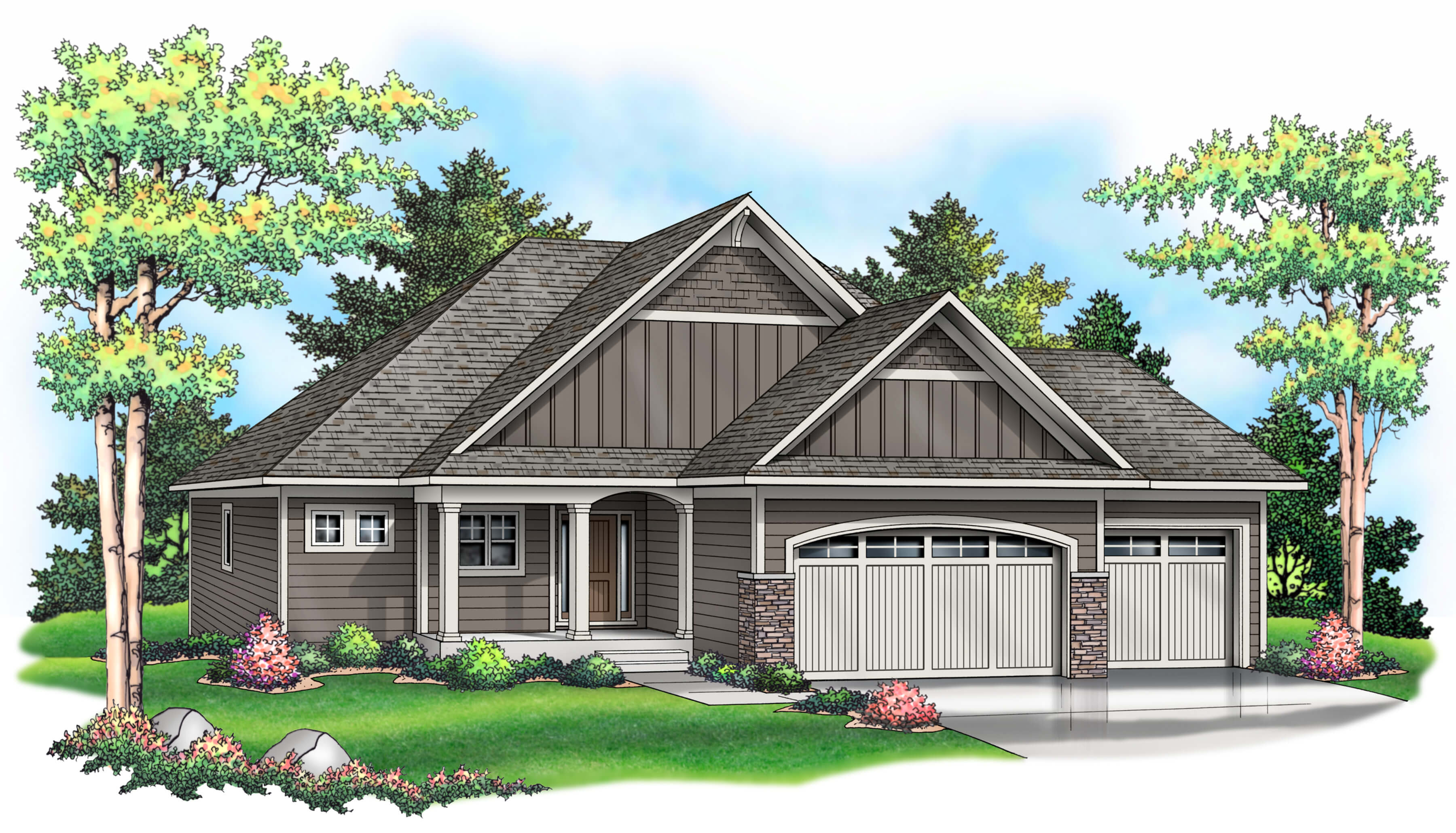 Eden Prairie Custom Rambler Concept Plan on Private Culdesac