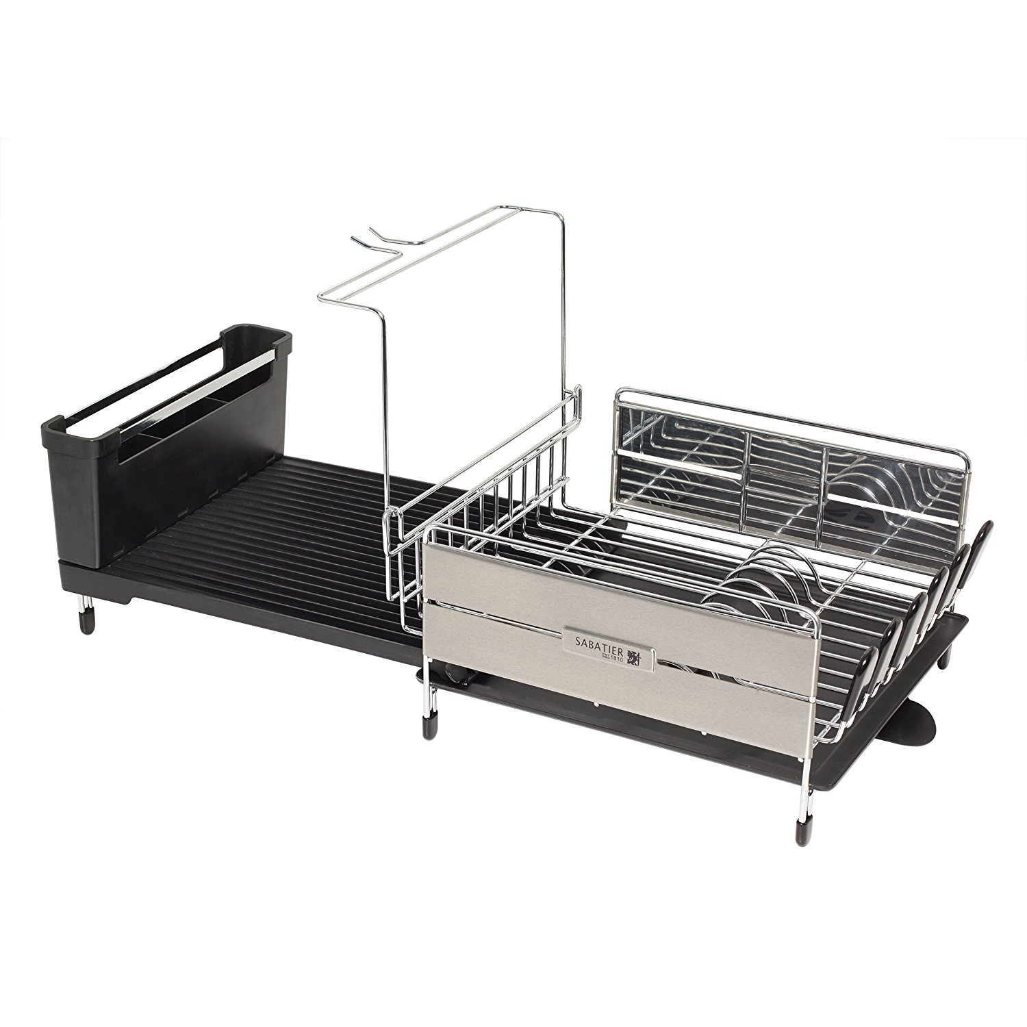 Sabatier Expandable Compact Dish Rack with Wine Glass Holder Nortram