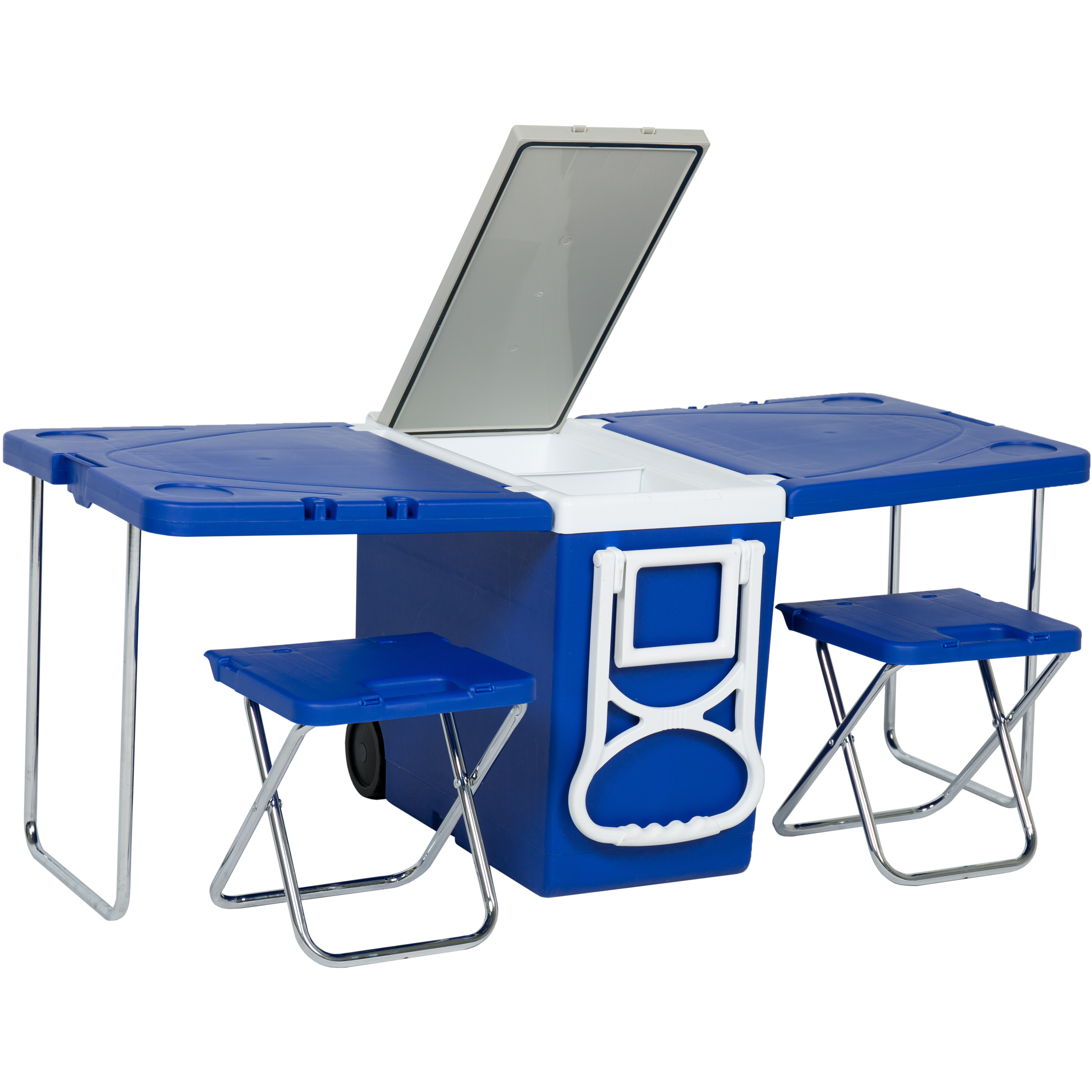 Best Choice Products Multi Function Outdoor Rolling Ice Chest W/ Table