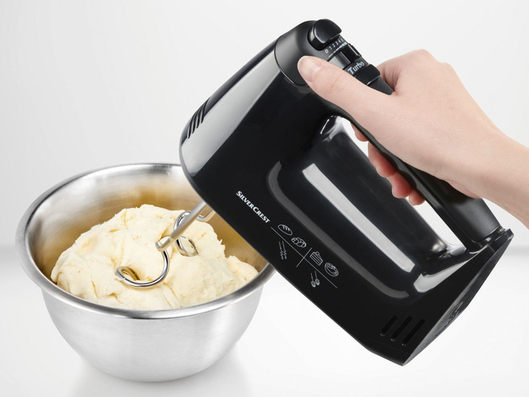 # SilverCrest 300W Hand Mixer with 2 beaters and 2 dough hooks – Black