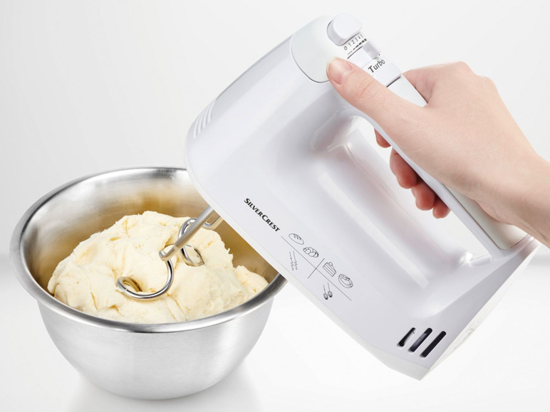 SilverCrest 300W Hand Mixer with 2 beaters and 2 dough hooksWhite