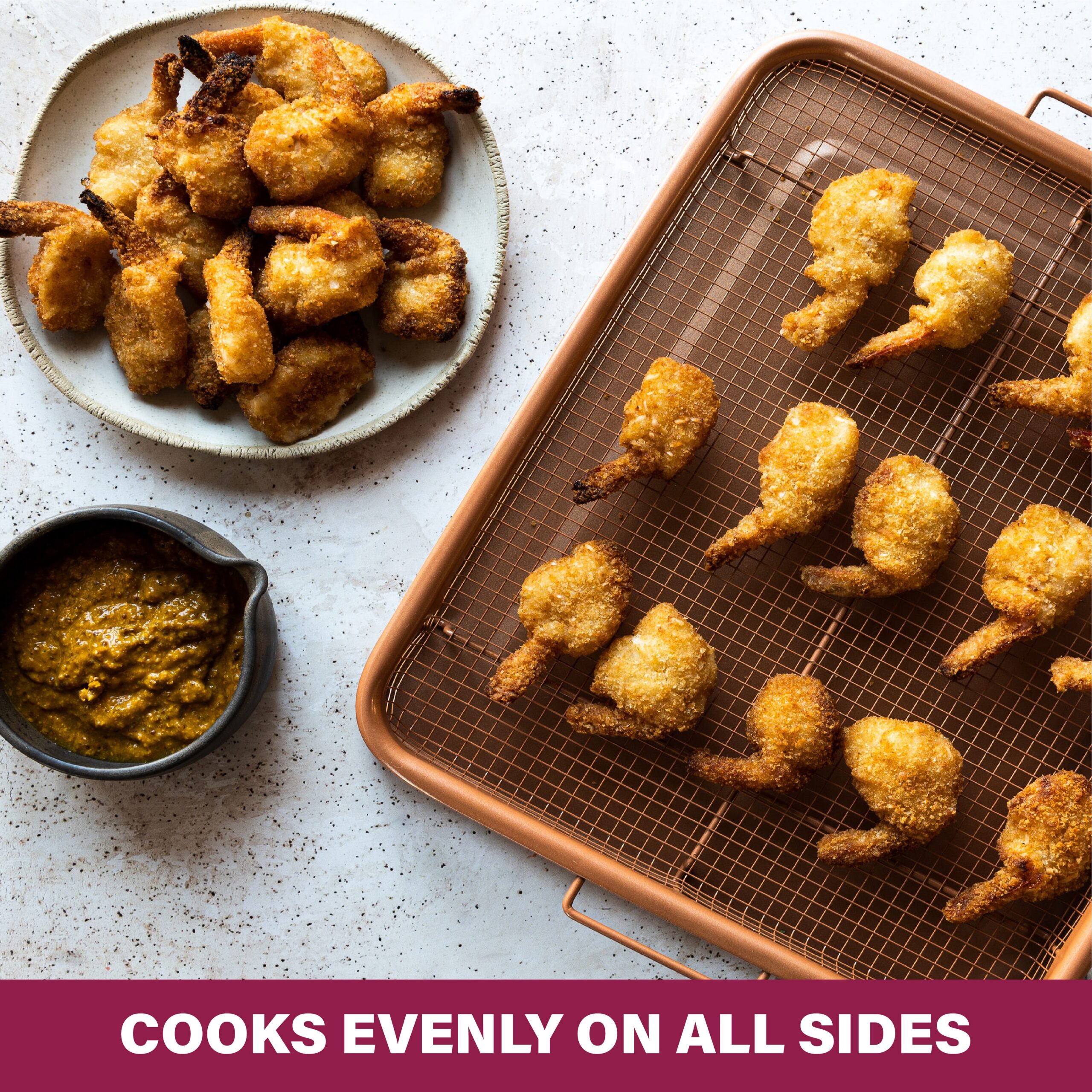 Gotham Steel Nonstick Copper Crisper Tray Set, Air fry in your oven