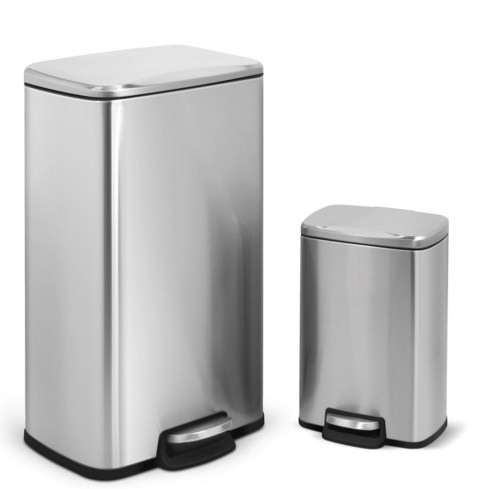 Innovaze 30L and 5L Rectangular Stainless Steel Trash Can Set Nortram