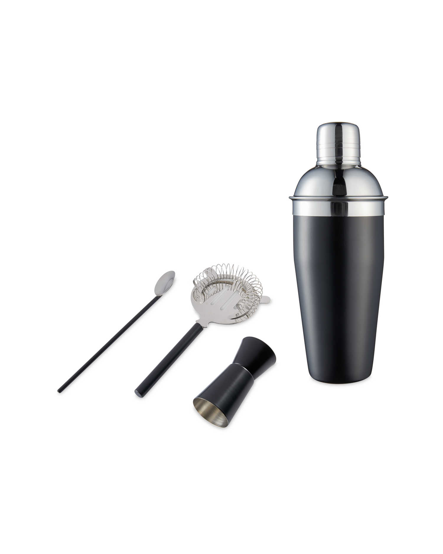 Cocktail Making set , Shaker, Jigger, Spoon, Strainer Black Nortram