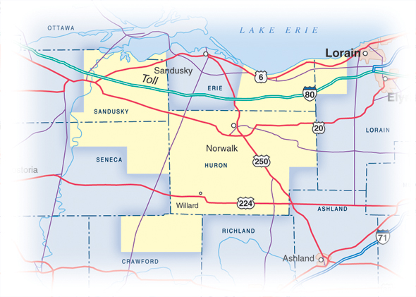 Erie County Ohio Map Service Area | Northern Ohio Rural Water