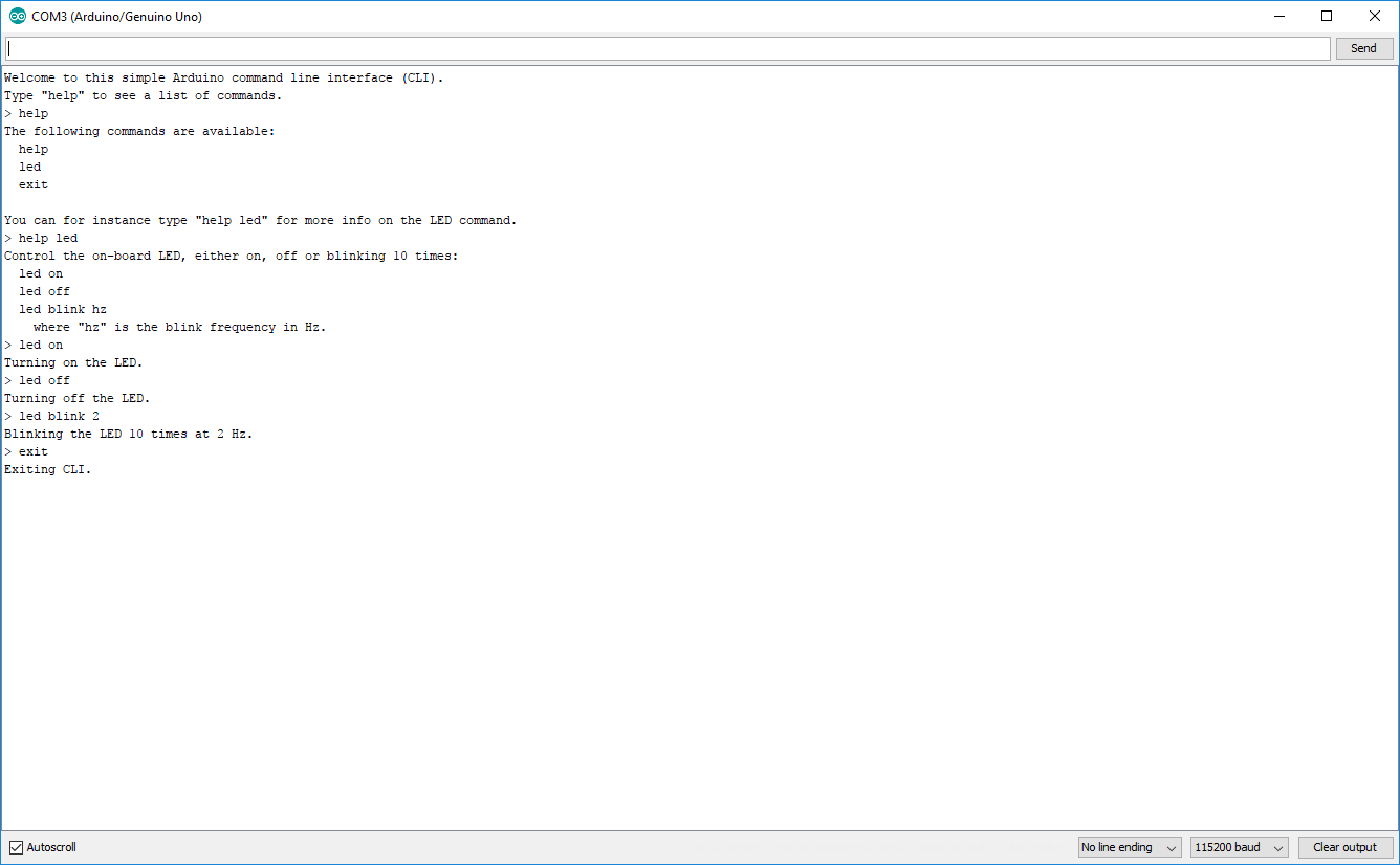 Creating a Command Line Interface in Arduino’s Serial Monitor