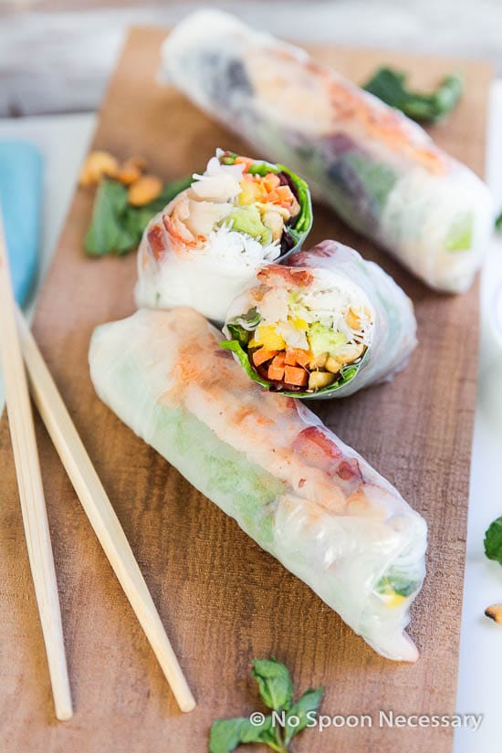 Lobster, Mango, Avocado & Cashew Spring Rolls {with SoySriracha Asian