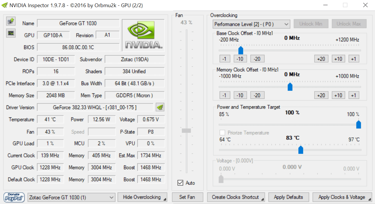 Test Zotac GeForce GT 1030 Tests