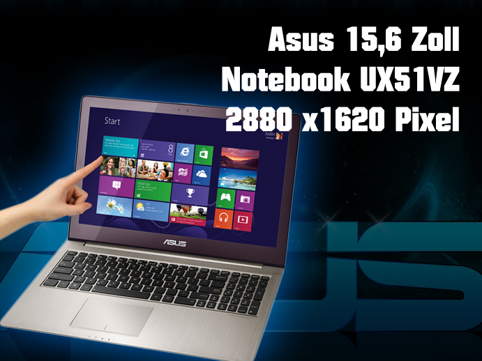 Asus 15,6ZollNotebook UX51VZ mit 2880 x 1620 Pixeln ab Juni für 2139 Euro